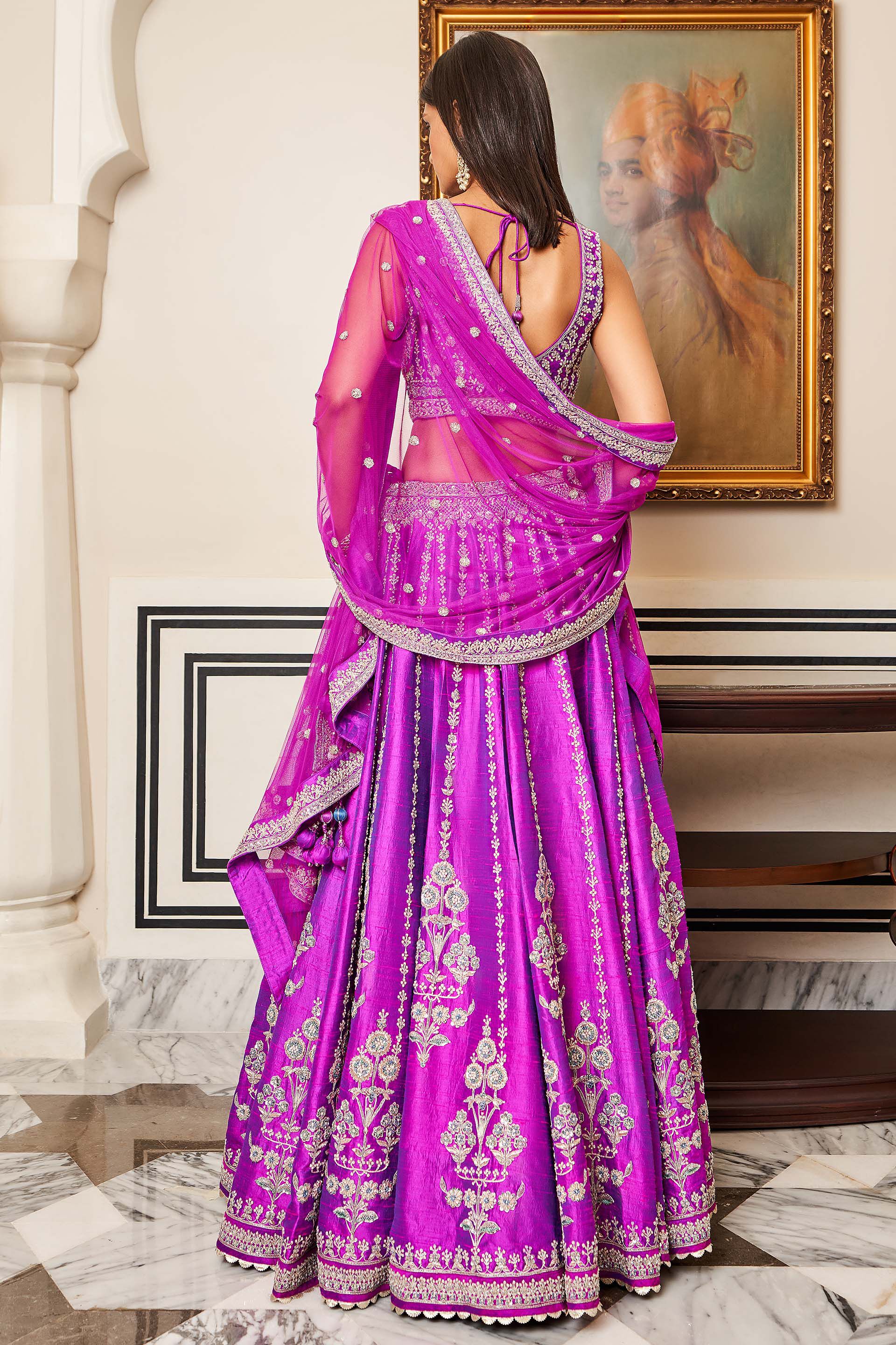 Aadab Lehenga Set - Vivid Violet, Violet, image 3